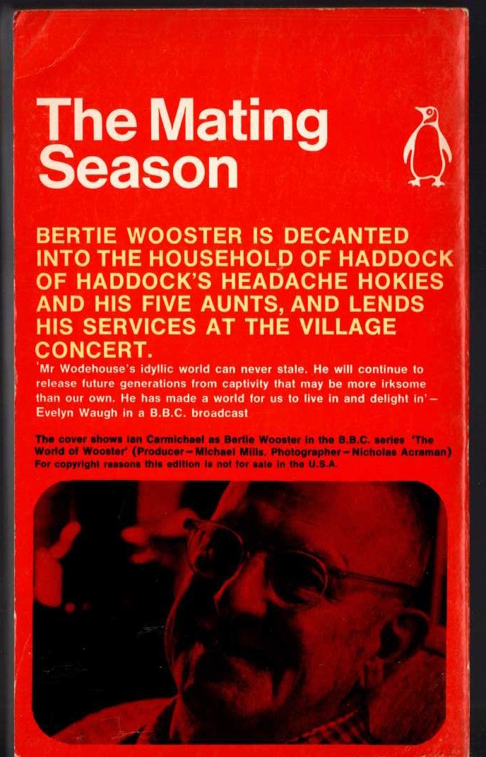 P.G. Wodehouse  THE MATING SEASON (Ian Carmichael) magnified rear book cover image