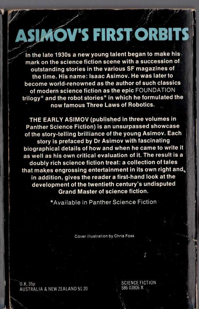 Isaac Asimov  THE EARLY ASIMOV. Volume 1 magnified rear book cover image