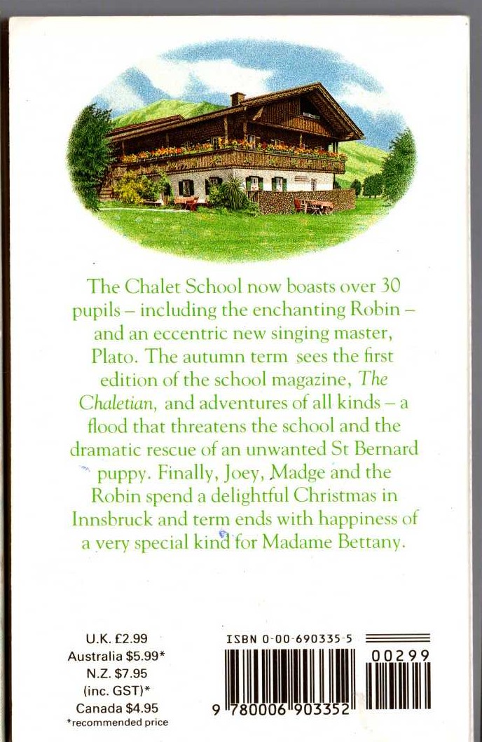 Elinor M. Brent-Dyer  JO OF THE CHALET SCHOOL magnified rear book cover image
