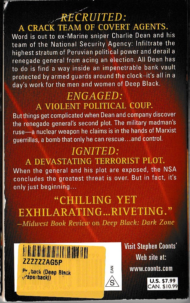 Stephen Coonts  DEEP BLACK: PAYBACK magnified rear book cover image
