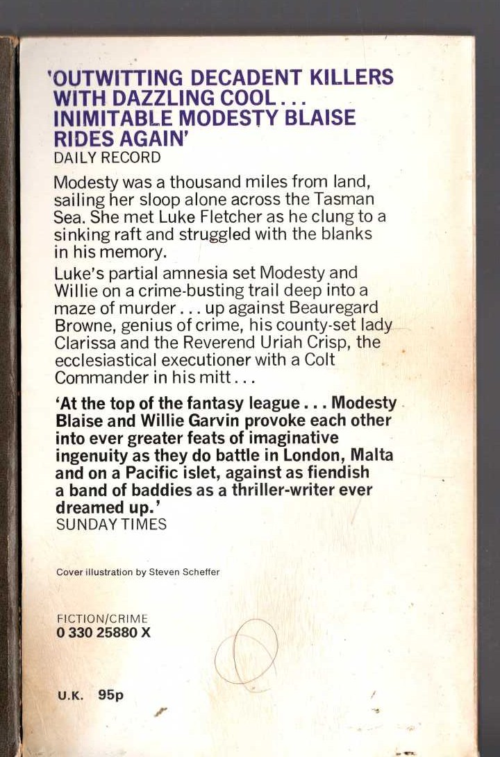Peter O'Donnell  DRAGON'S CLAW magnified rear book cover image