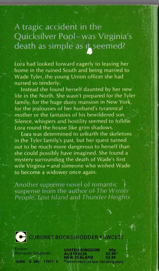 Phyllis Whitney  THE QUICKSILVER POOL magnified rear book cover image