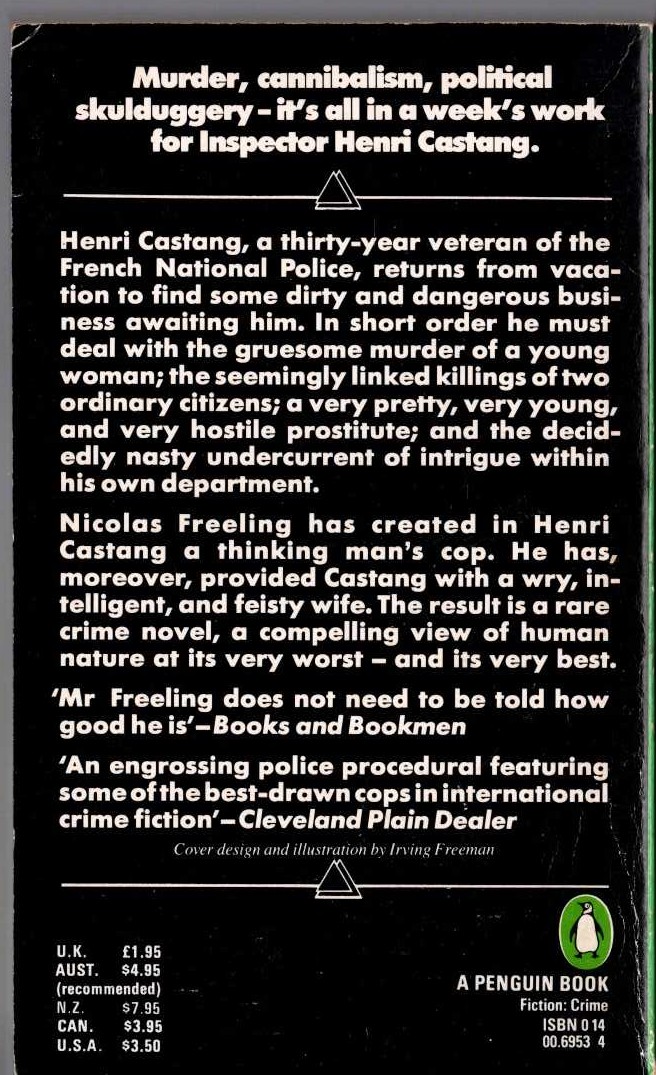 Nicolas Freeling  THE BACK OF THE NORTH WIND magnified rear book cover image