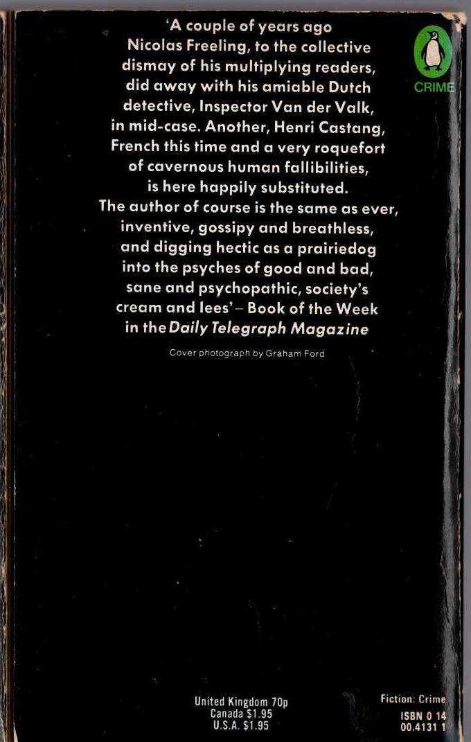 Nicolas Freeling  DRESSING OF DIAMOND magnified rear book cover image