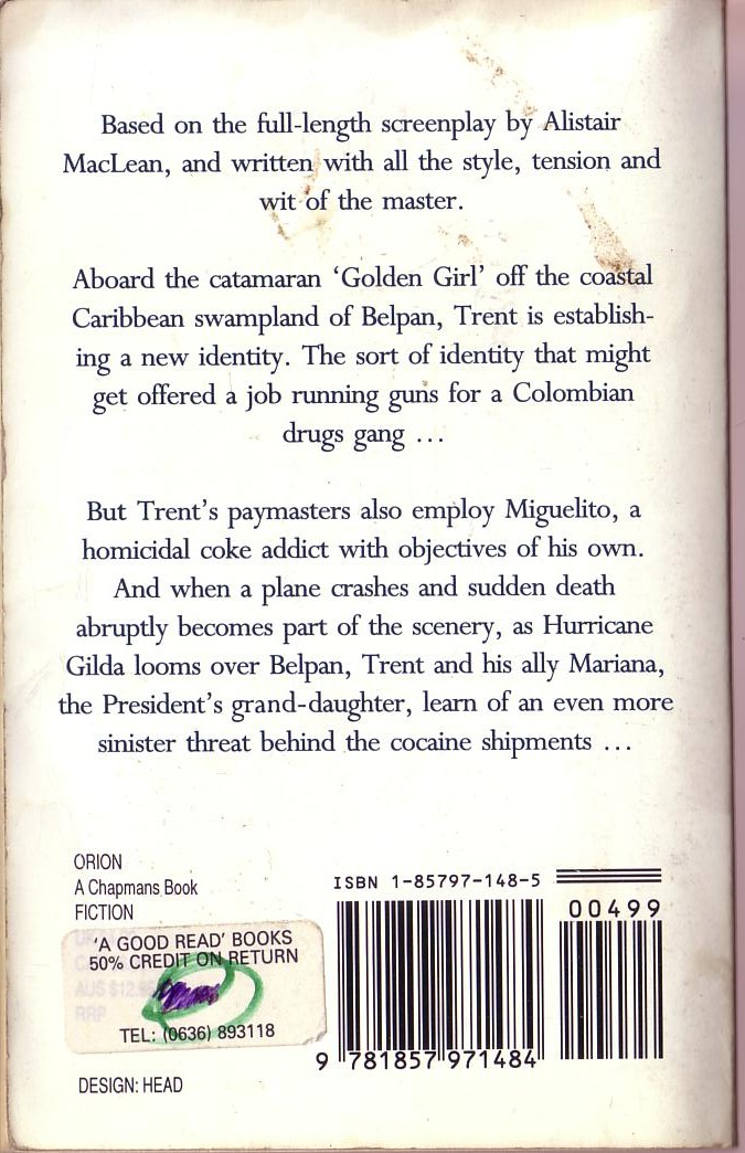(Gandolfi, Simon) ALISTAIR MACLEAN'S GOLDEN GIRL magnified rear book cover image