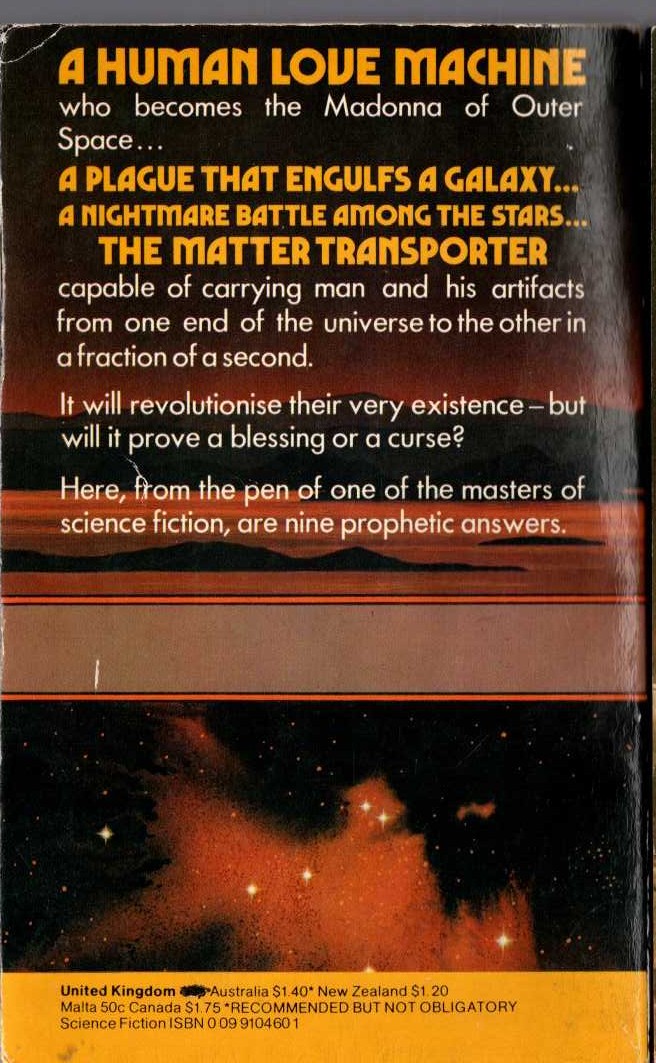 Harry Harrison  ONE STEP FROM EARTH magnified rear book cover image