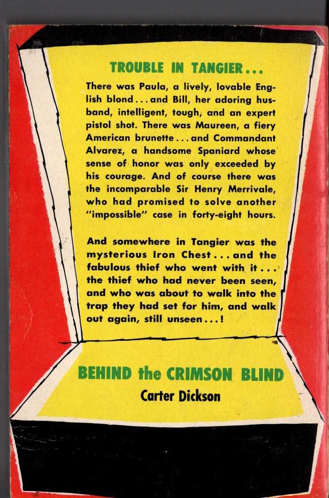 Carter Dickson  BEHIND THE CRIMSON BLIND magnified rear book cover image
