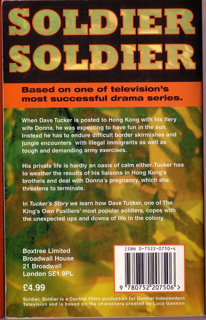 Sarah Jackson  SOLDIER, SOLDIER: TUCKER'S STORY magnified rear book cover image