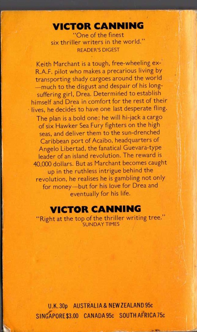 Victor Canning  A DELIVERY OF FURIES magnified rear book cover image