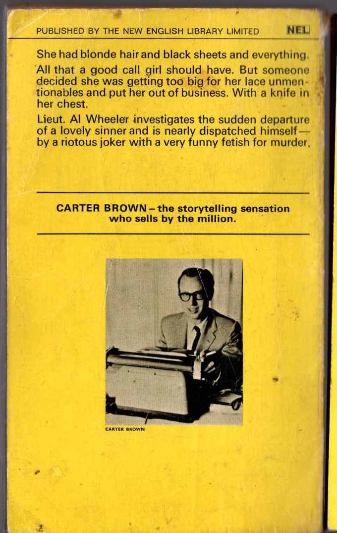 Carter Brown  TARGET FOR THEIR DARK DESIRE magnified rear book cover image