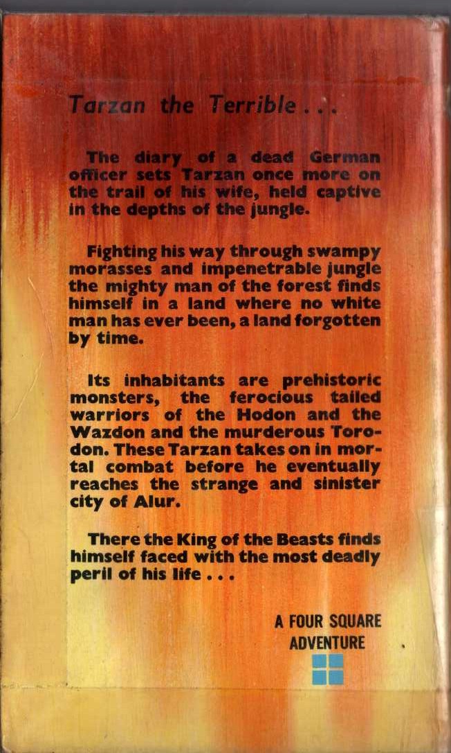 Edgar Rice Burroughs  TARZAN THE TERRIBLE magnified rear book cover image