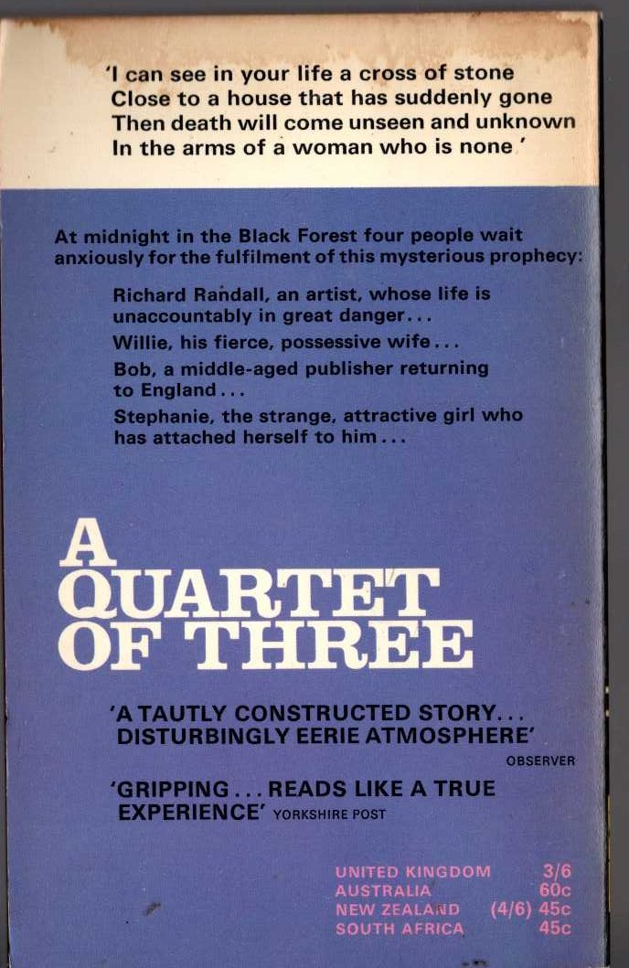 Miles Tripp  A QUARTET OF THREE magnified rear book cover image