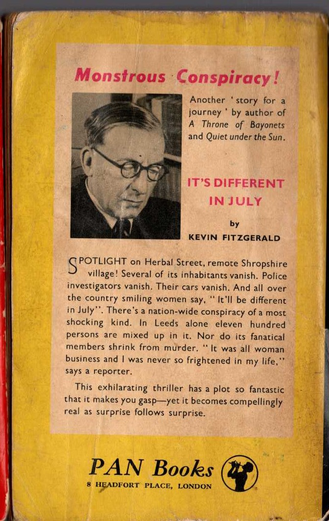 Kevin FitzGerald  IT'S DIFFERENT IN JULY magnified rear book cover image