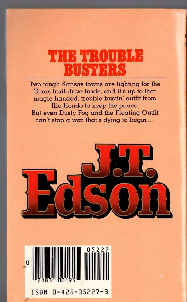 J.T. Edson  THE TROUBLE BUSTERS magnified rear book cover image