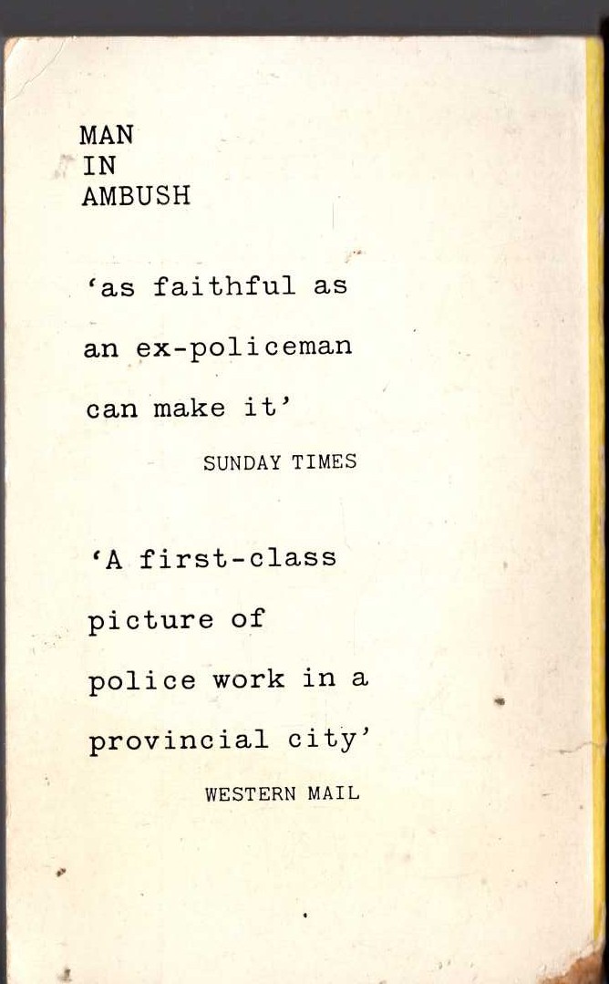 Maurice Procter  MAN IN AMBUSH magnified rear book cover image