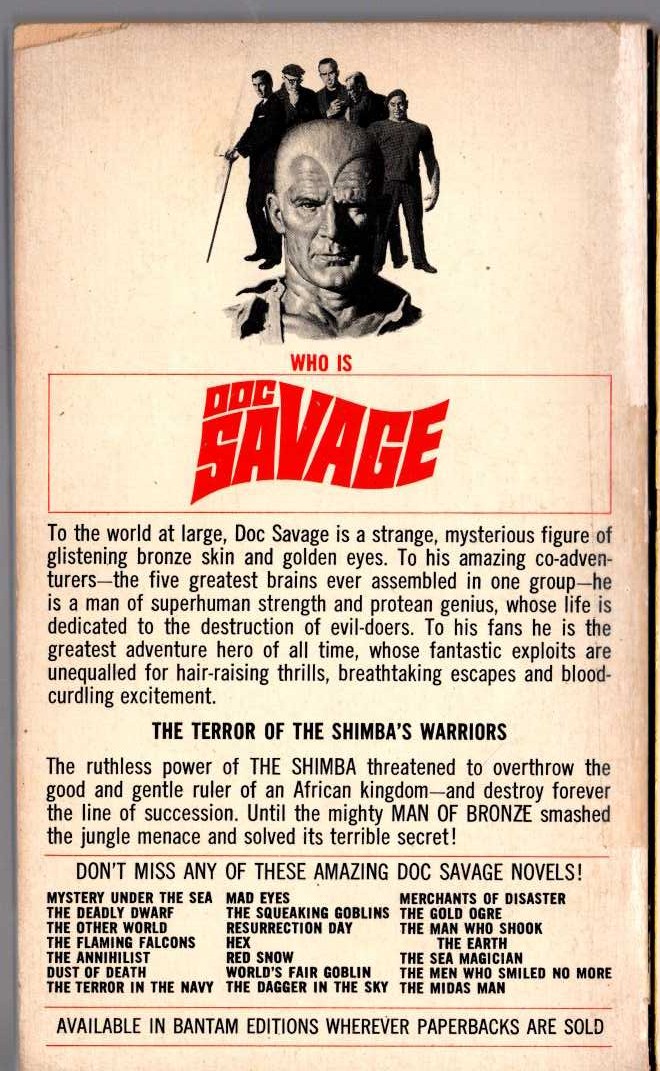Kenneth Robeson  DOC SAVAGE: LAND OF LONG JUJU magnified rear book cover image