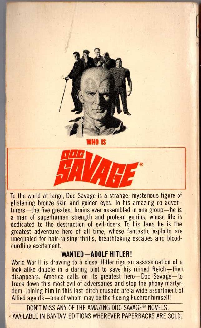 Kenneth Robeson  DOC SAVAGE: THE HATE GENIUS magnified rear book cover image