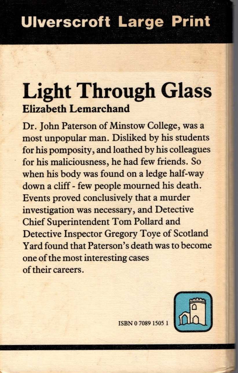 LIGHT THROUGH GLASS magnified rear book cover image