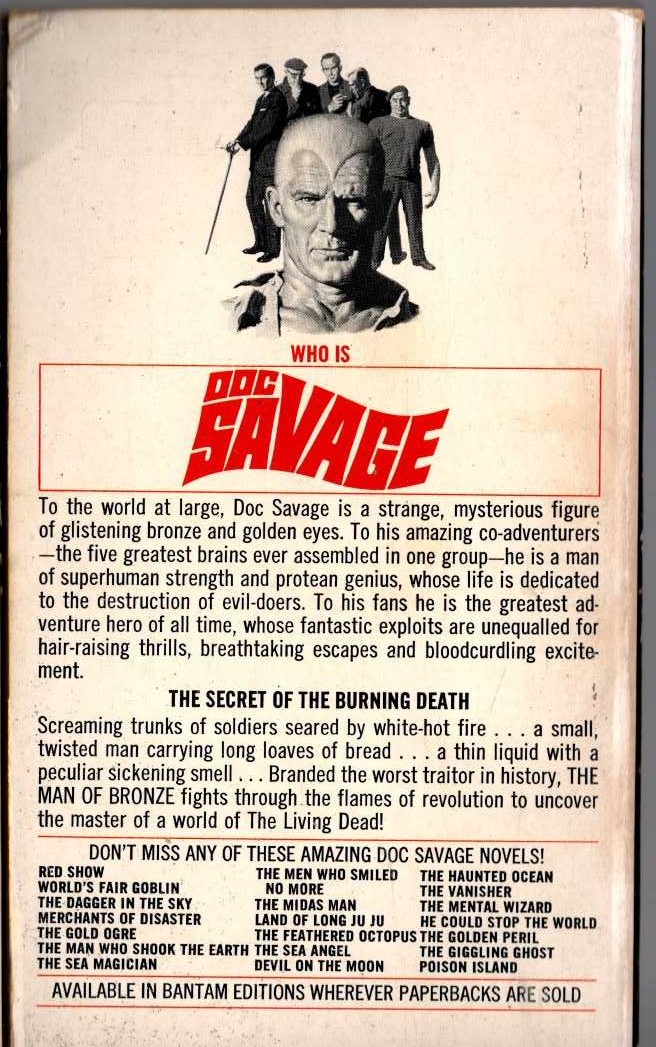 Kenneth Robeson  DOC SAVAGE: THE MUNITIONS MASTER magnified rear book cover image