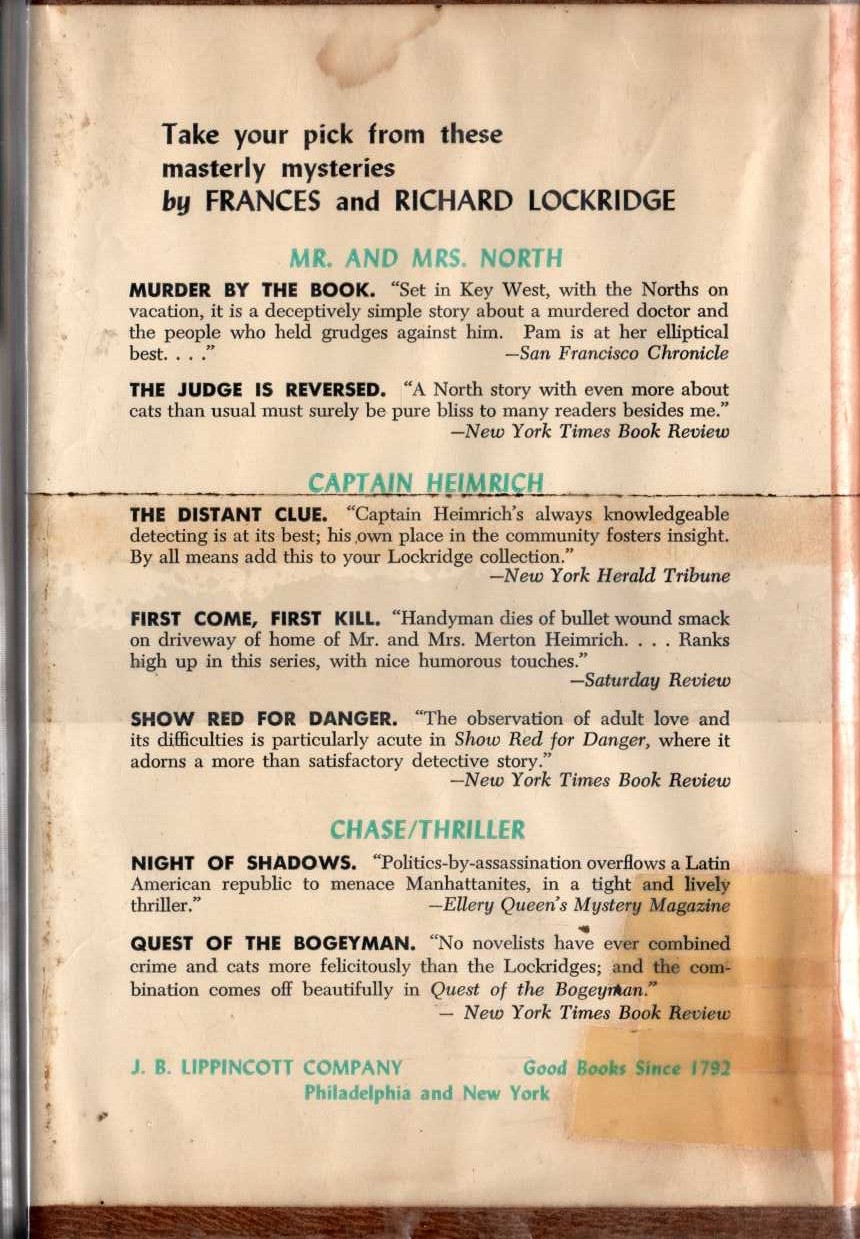 MURDER CAN'T WAIT magnified rear book cover image