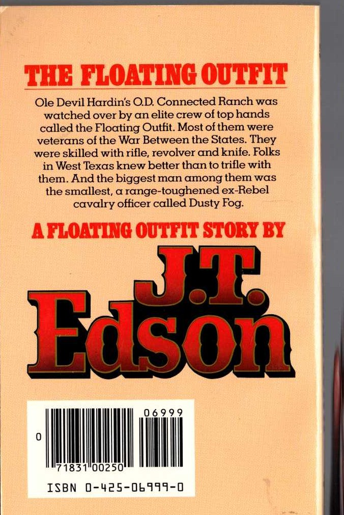J.T. Edson  THE FLOATING OUTFIT magnified rear book cover image