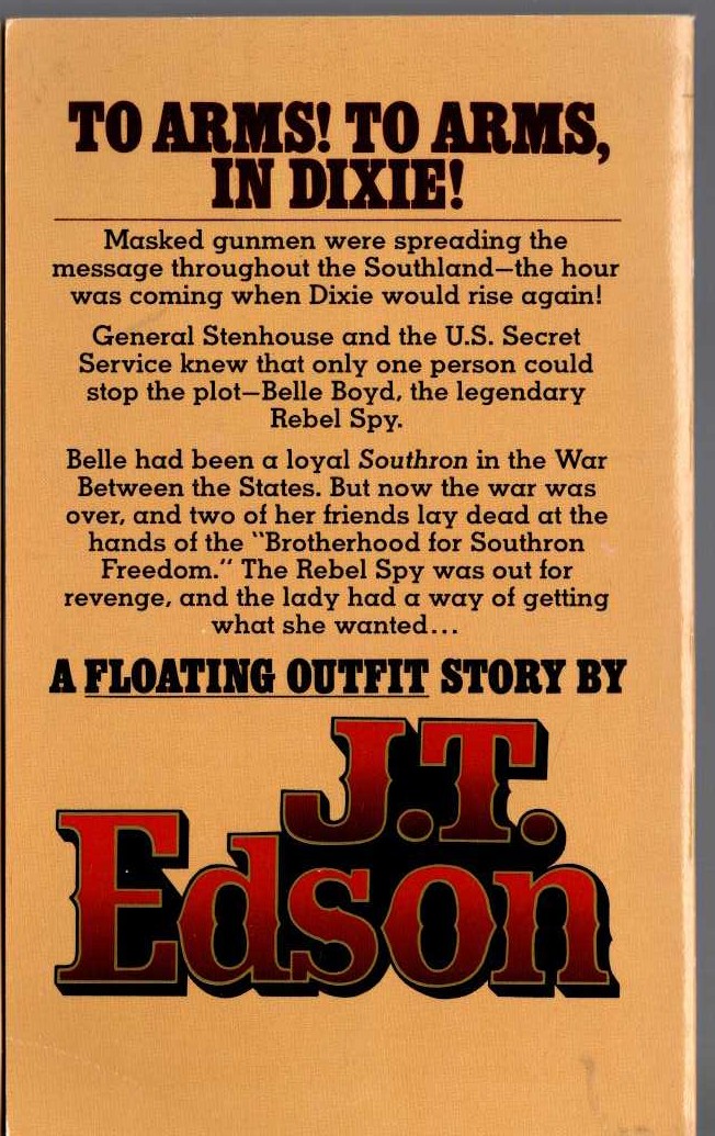 J.T. Edson  TO ARMS! TO ARMS IN DIXIE! magnified rear book cover image
