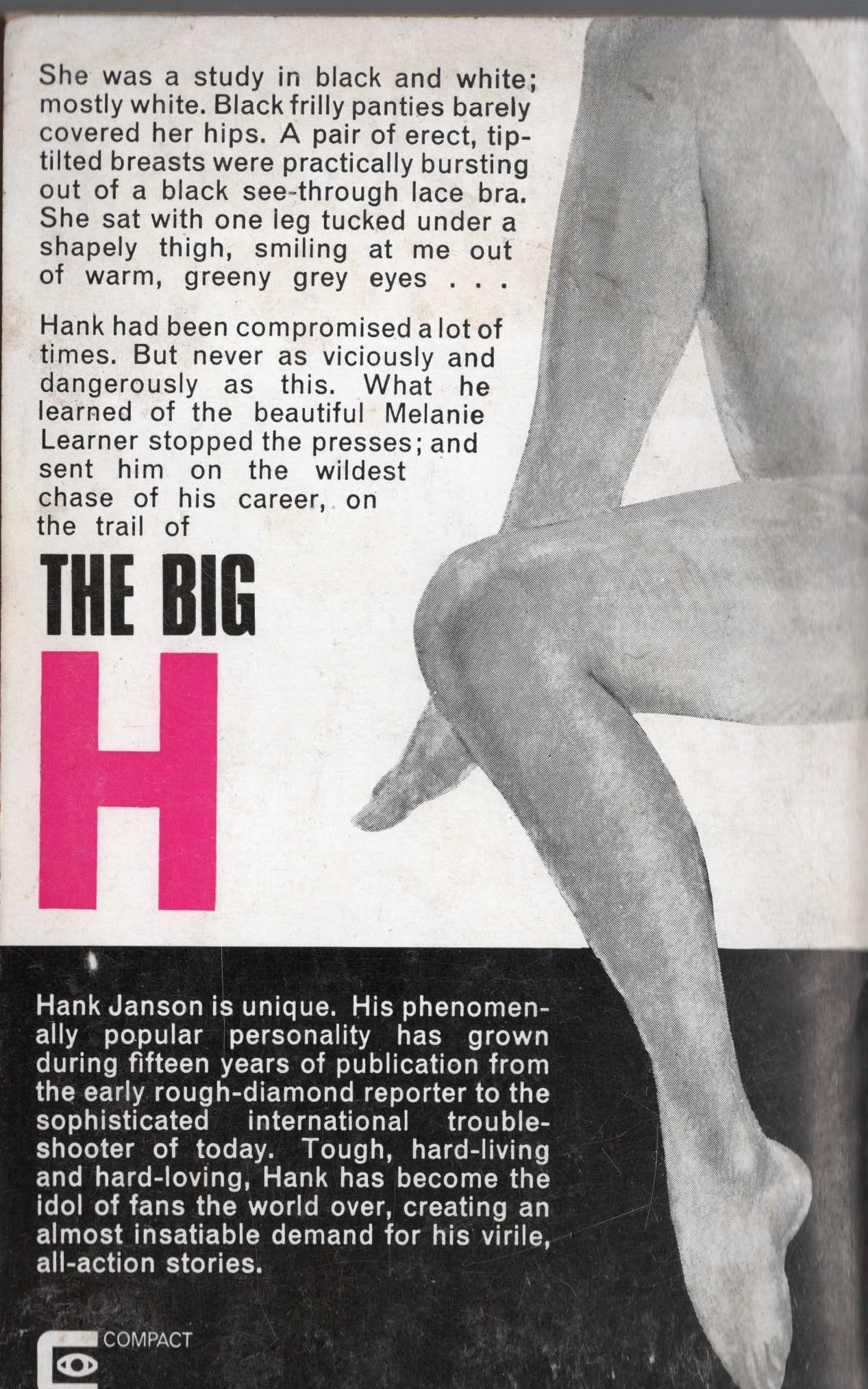 Hank Janson  THE BIG H magnified rear book cover image