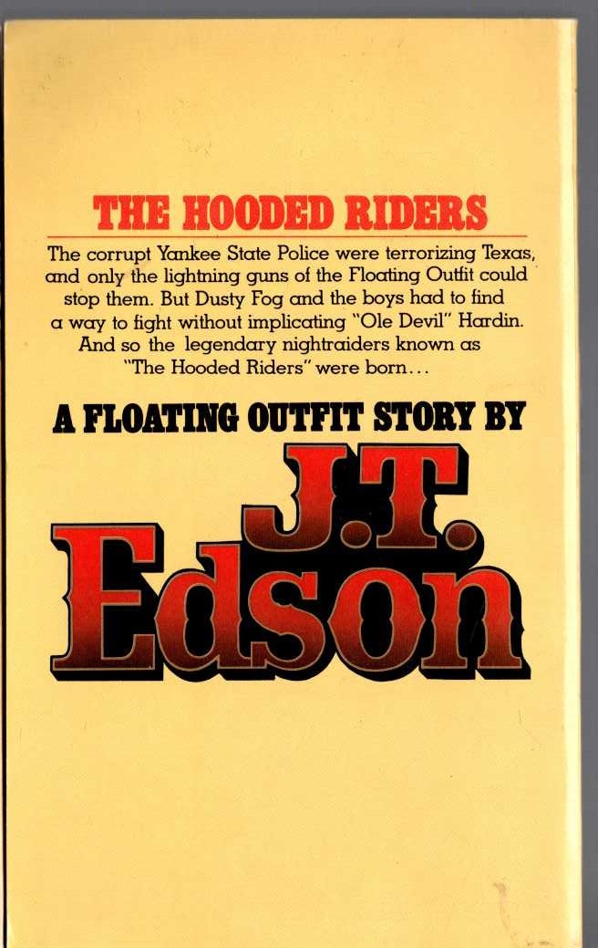 J.T. Edson  THE HOODED RIDERS magnified rear book cover image