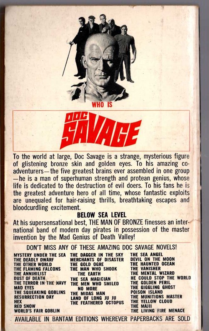Kenneth Robeson  DOC SAVAGE: THE PIRATE'S GHOST magnified rear book cover image