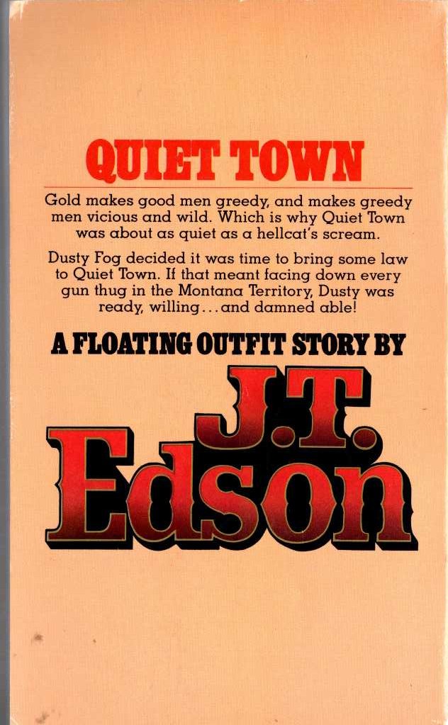 J.T. Edson  QUIET TOWN magnified rear book cover image