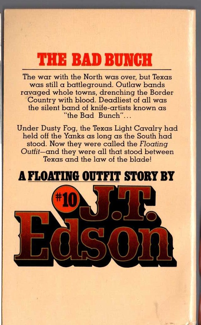 J.T. Edson  THE BAD BUNCH magnified rear book cover image