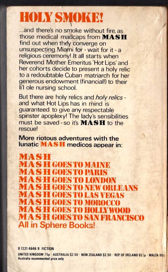 MASH GOES TO MIAMI magnified rear book cover image