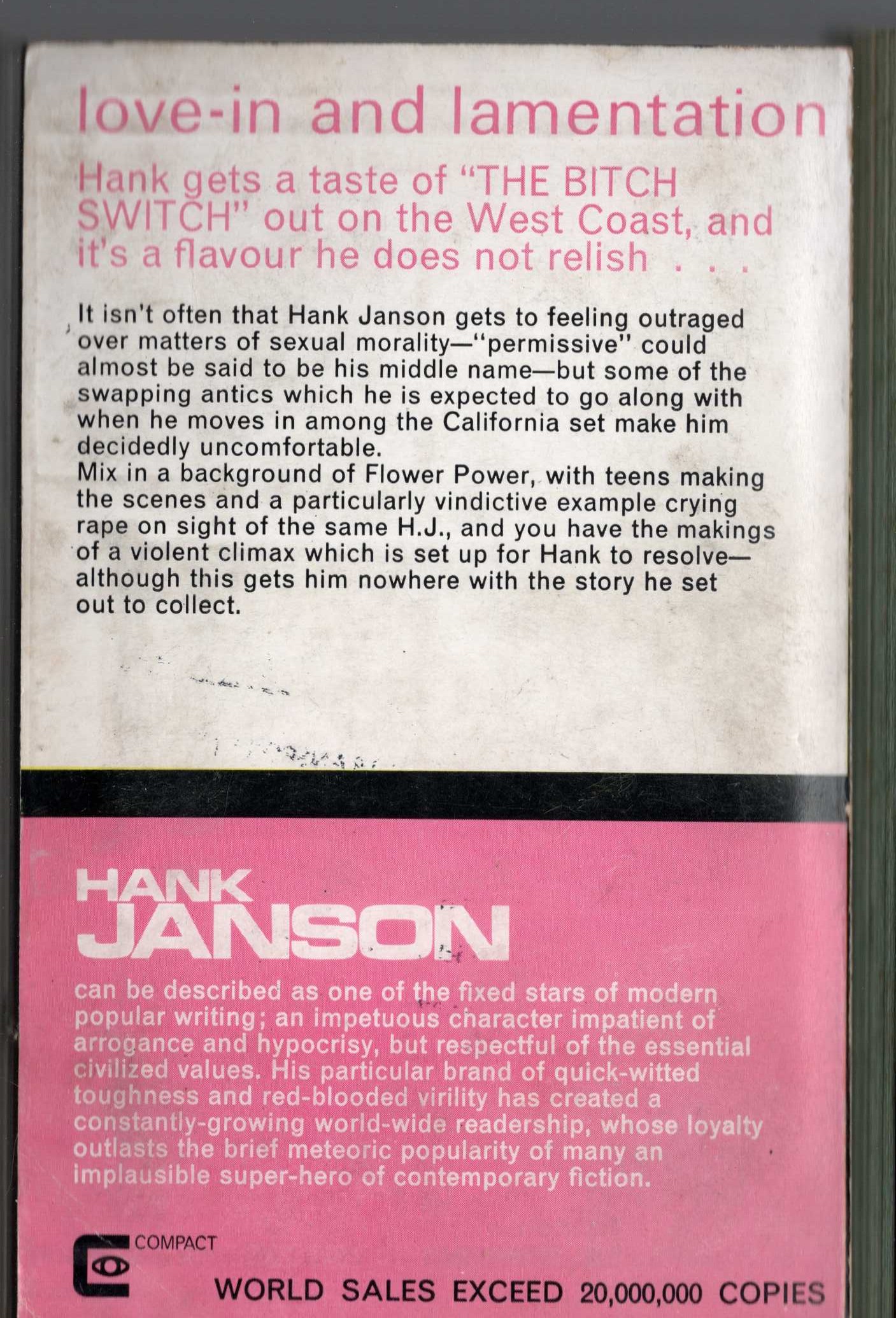 Hank Janson  LOVE - IN AND LAMENTATION magnified rear book cover image