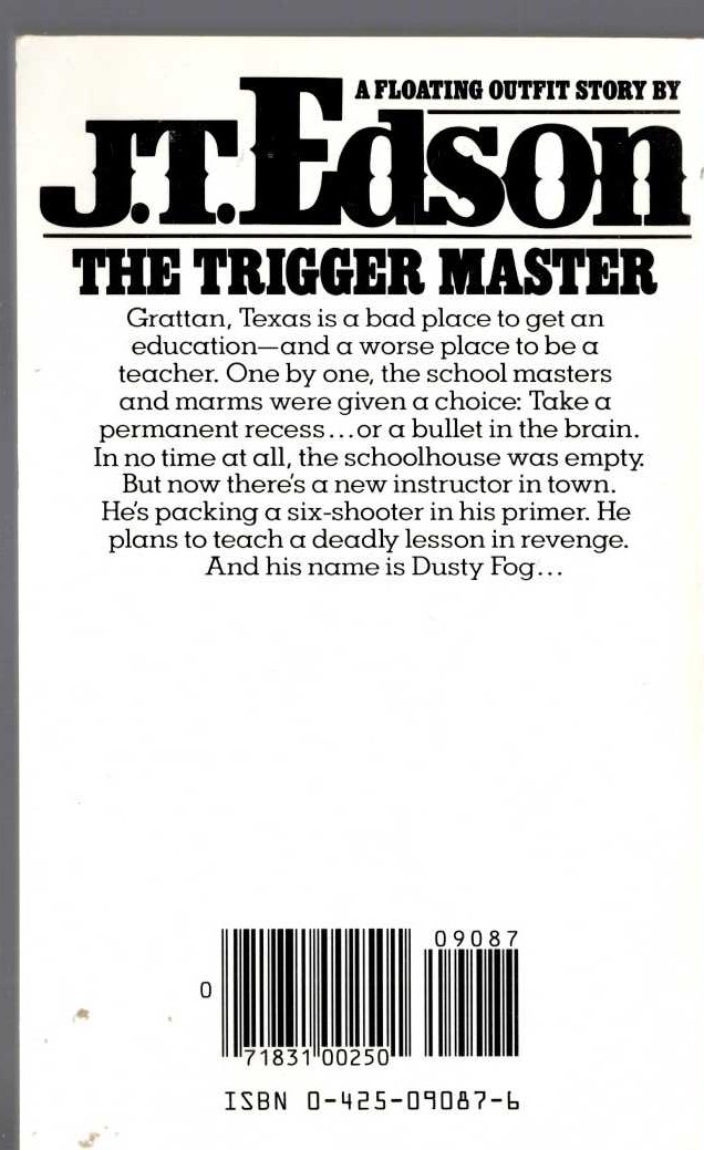 J.T. Edson  THE TRIGGER MASTER magnified rear book cover image