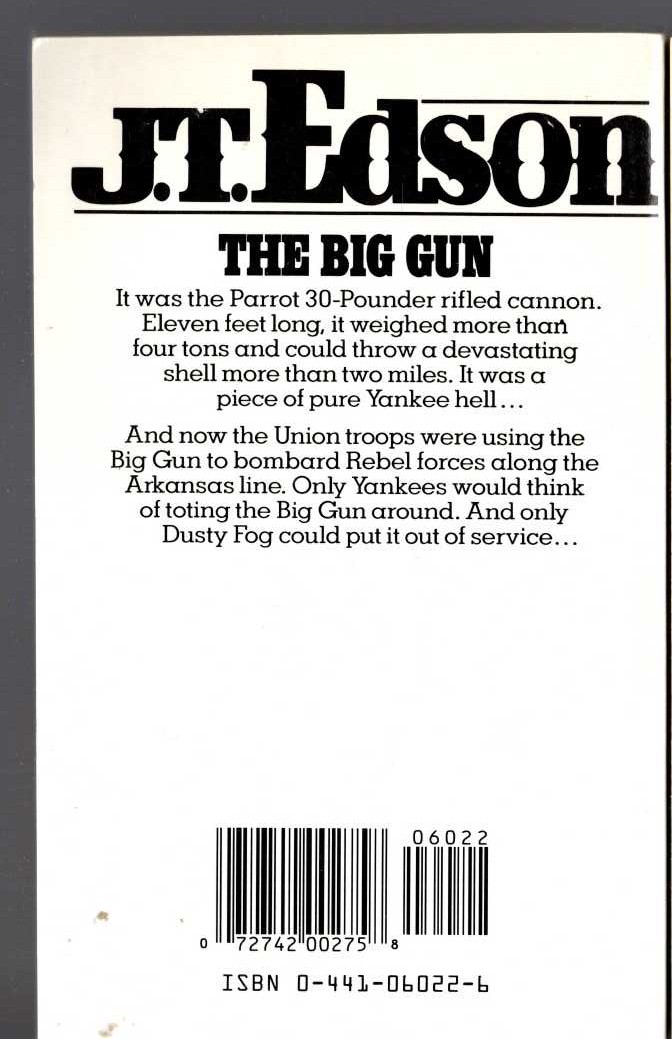 J.T. Edson  THE BIG GUN magnified rear book cover image