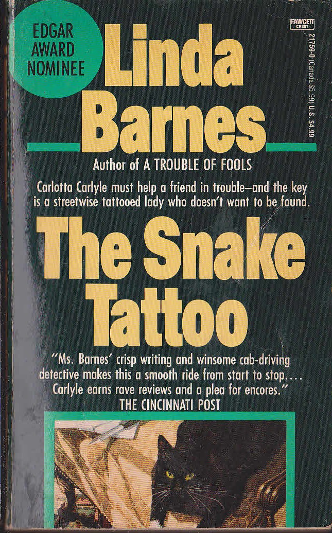 Linda Barnes  THE SNAKE TATTOO front book cover image