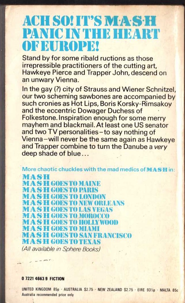 Richard Hooker  MASH GOES TO VIENNA magnified rear book cover image