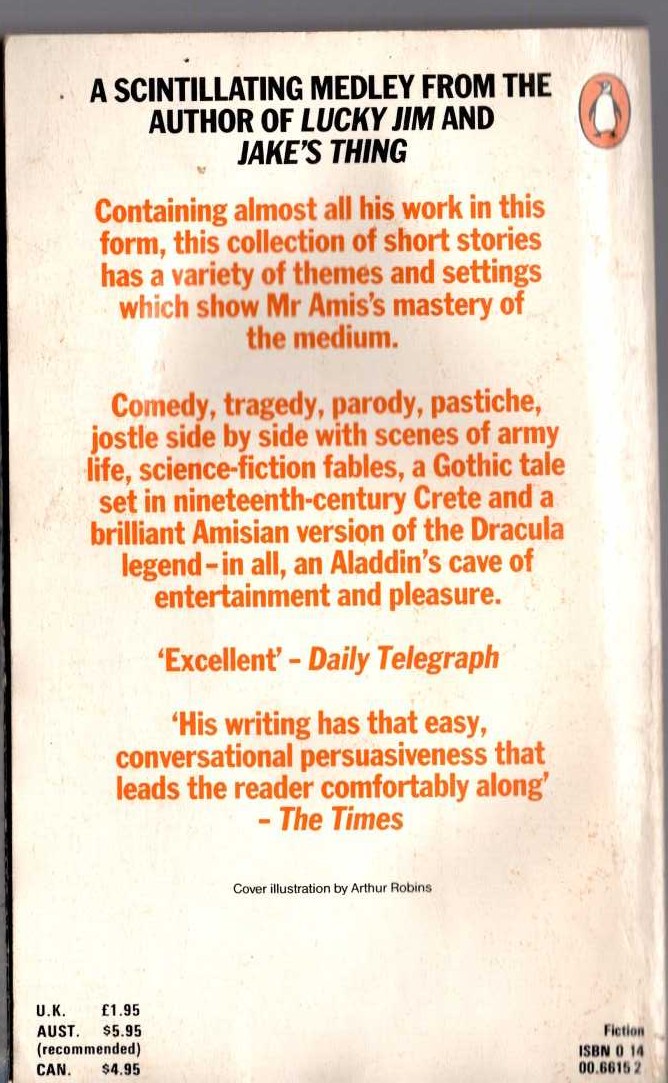 Kingsley Amis  COLLECTED SHORT STORIES magnified rear book cover image