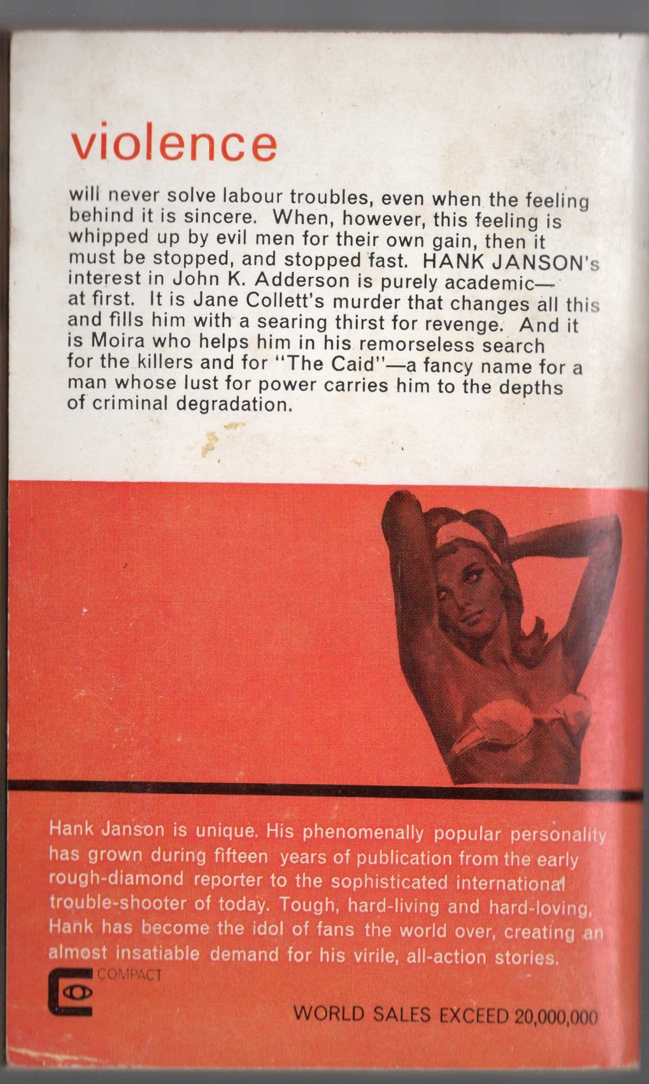 Hank Janson  TORRID TEMPTRESS magnified rear book cover image