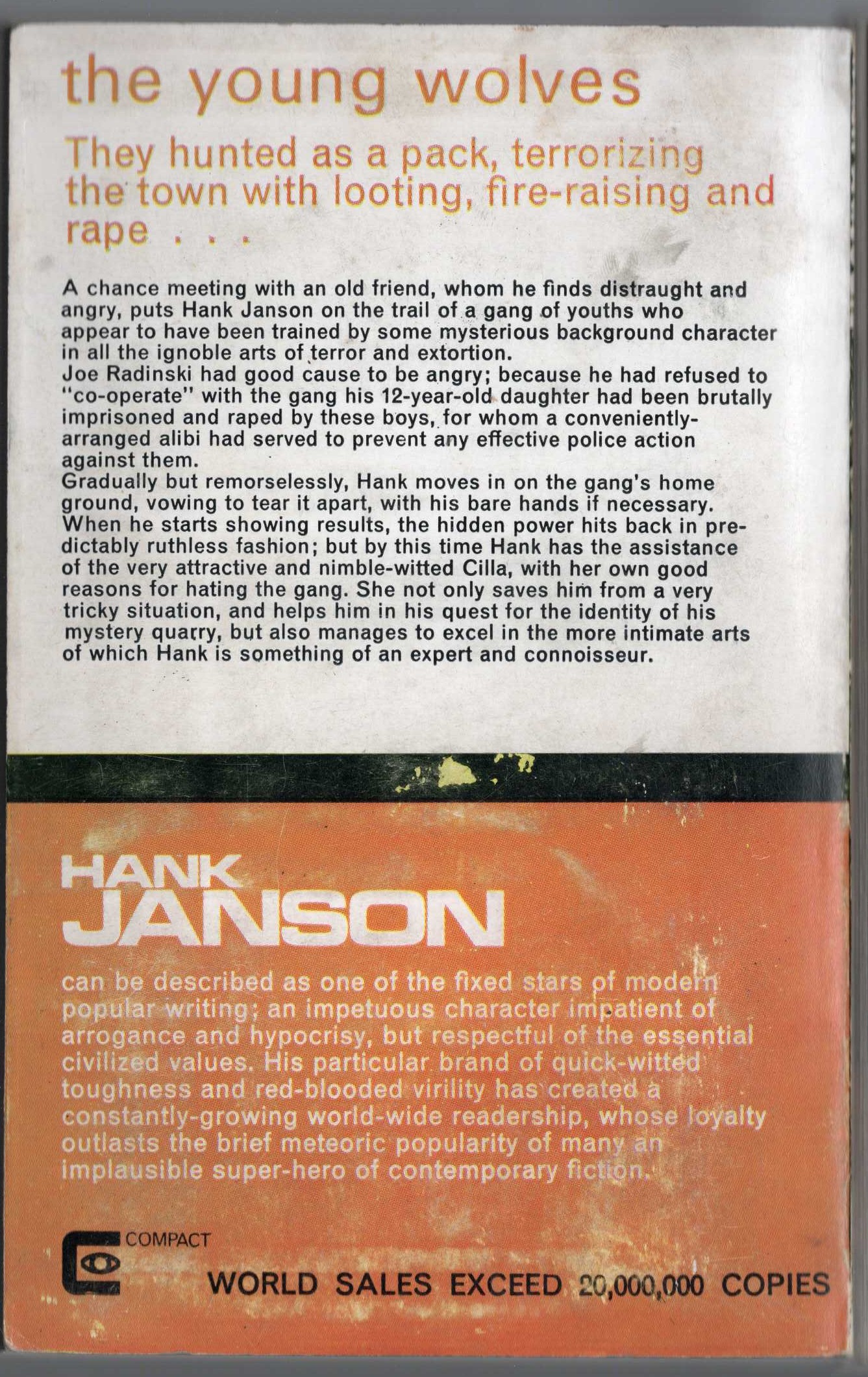 Hank Janson  THE YOUNG WOLVES magnified rear book cover image