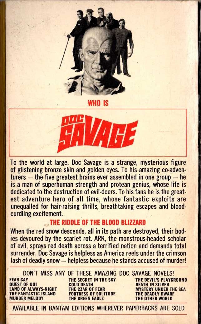 Kenneth Robeson  DOC SAVAGE: RED SNOW magnified rear book cover image