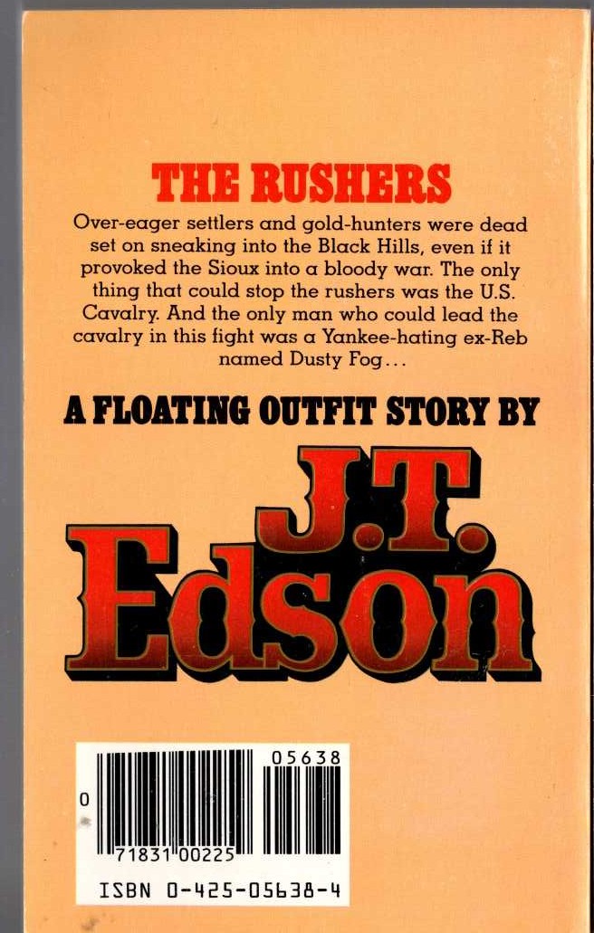 J.T. Edson  THE RUSHERS magnified rear book cover image
