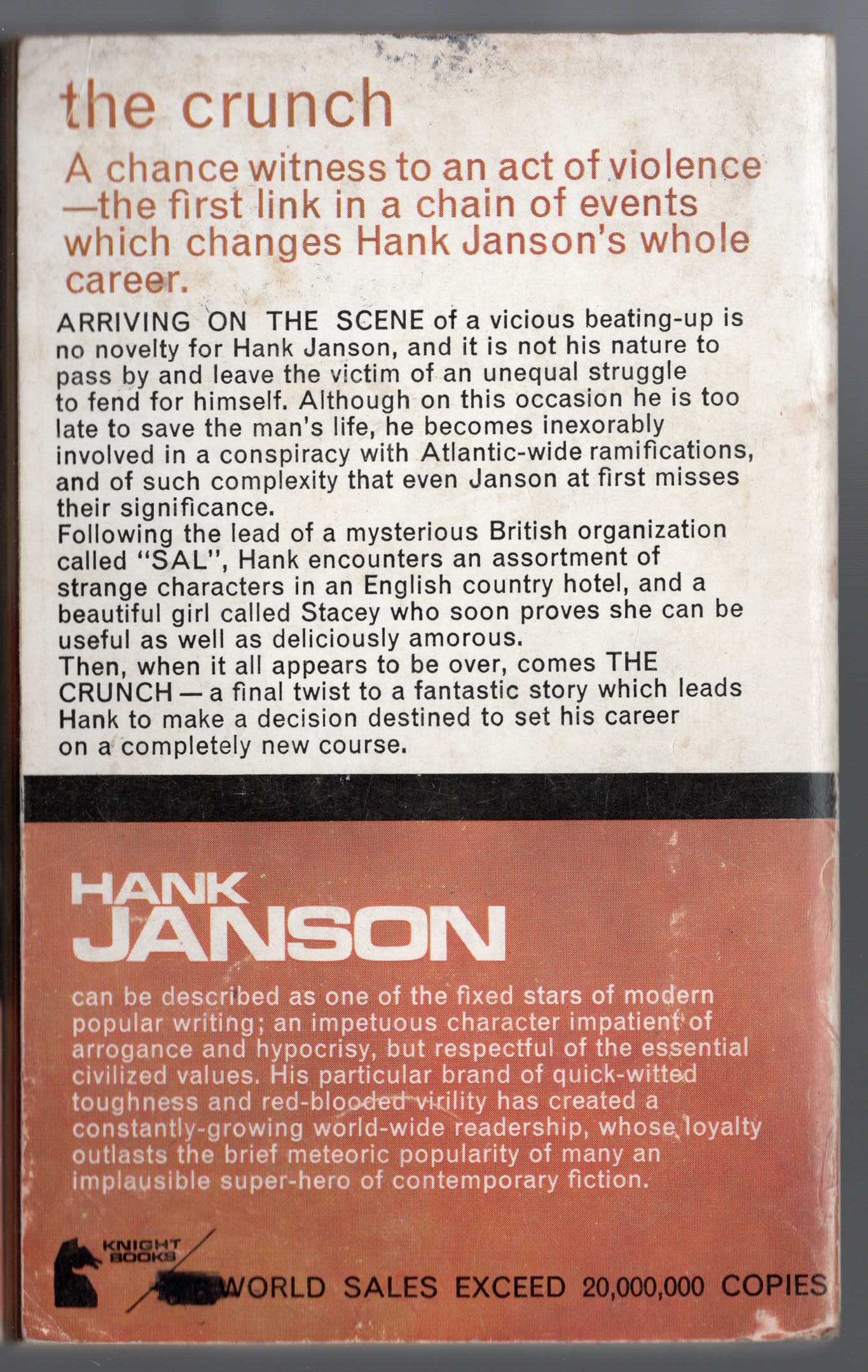 Hank Janson  THE CRUNCH magnified rear book cover image