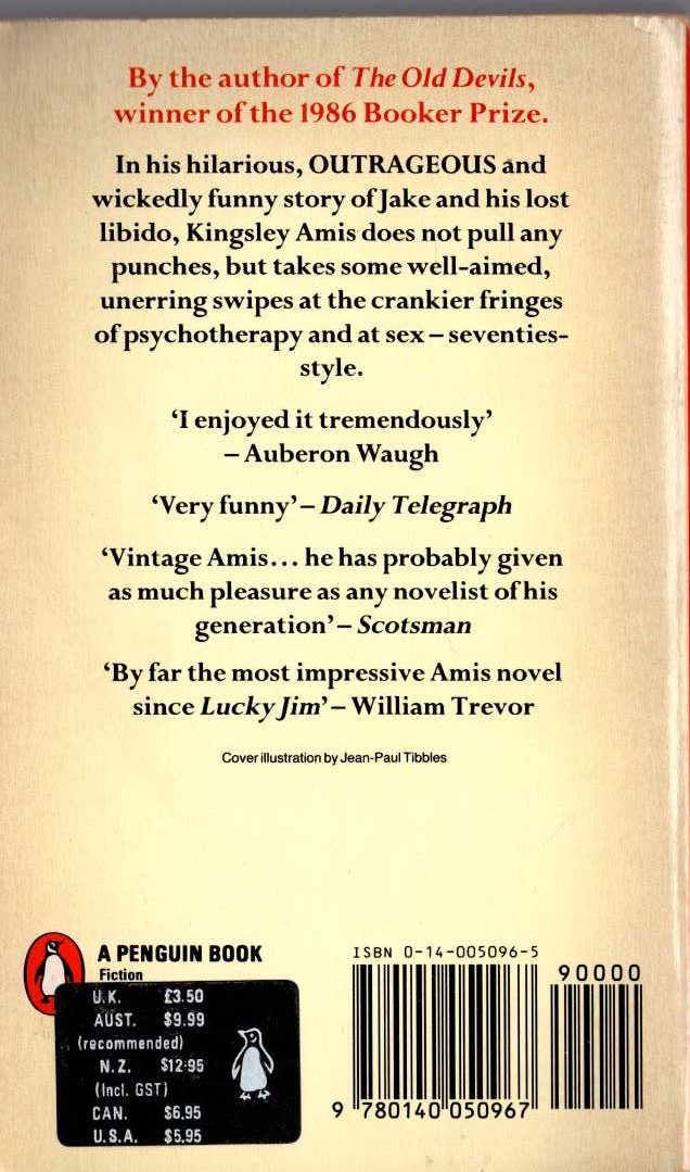 Kingsley Amis  JAKE'S THING magnified rear book cover image