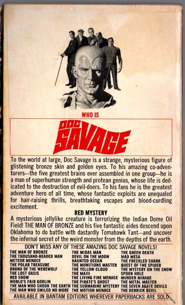 Kenneth Robeson  DOC SAVAGE: THE DERRICK DEVIL magnified rear book cover image