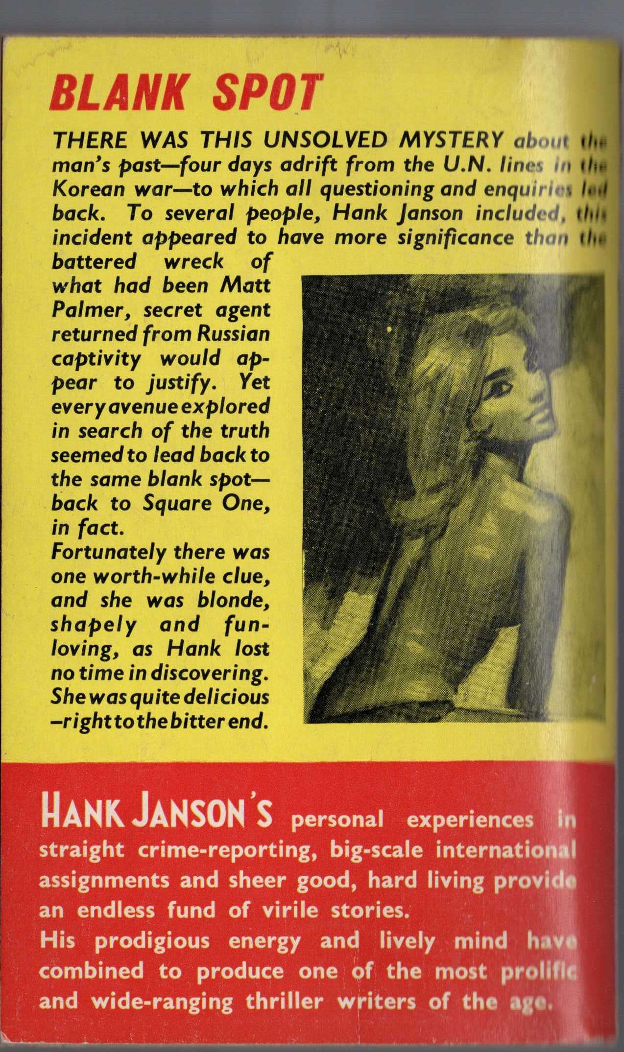 Hank Janson  SQUARE ONE magnified rear book cover image