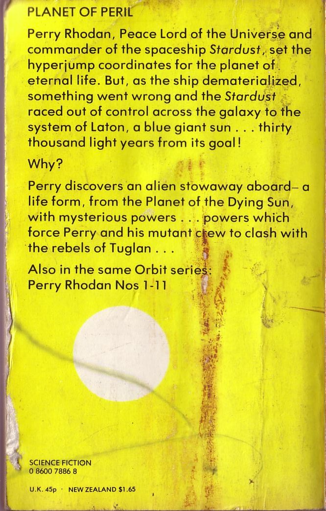Clark Darlton  #12 THE REBELS OF TUGLAN magnified rear book cover image