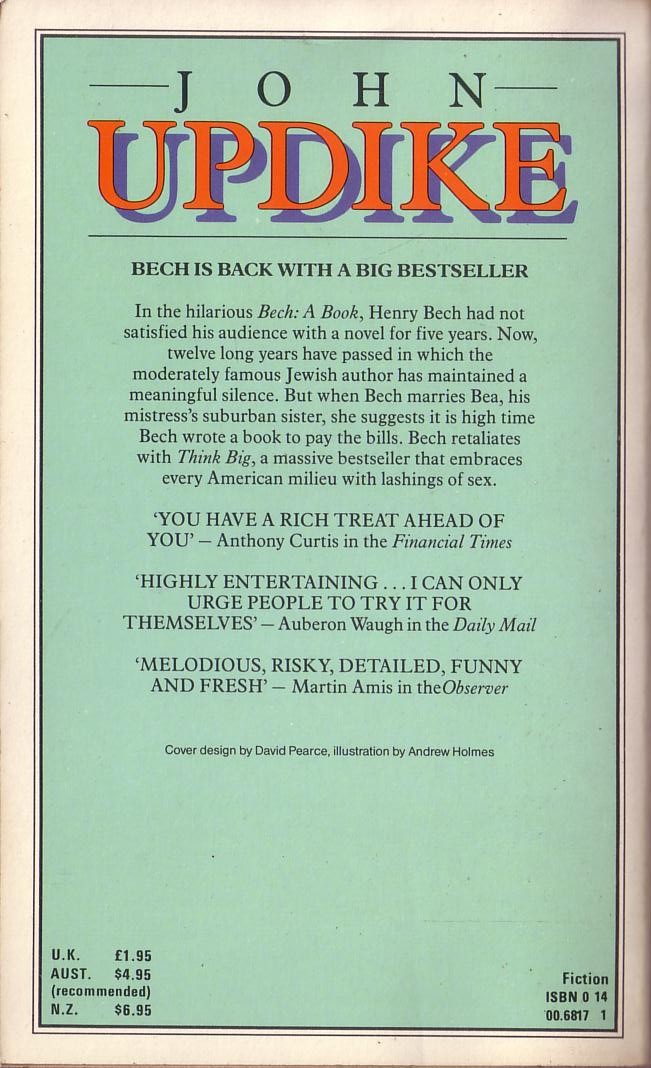 John Updike  BECH IS BACK magnified rear book cover image