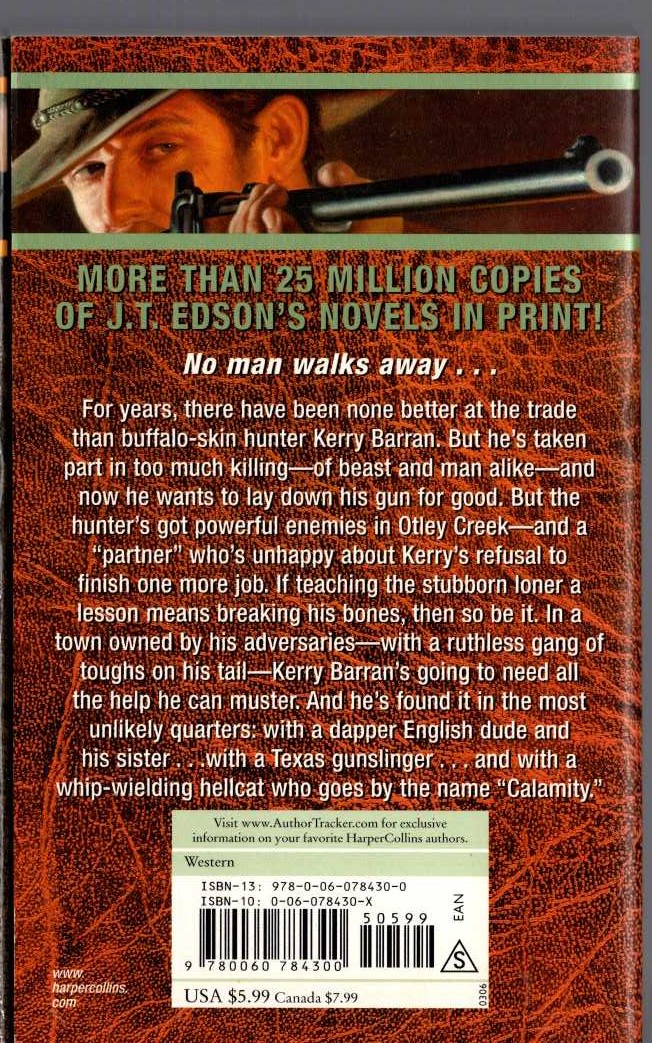 J.T. Edson  THE BIG HUNT magnified rear book cover image