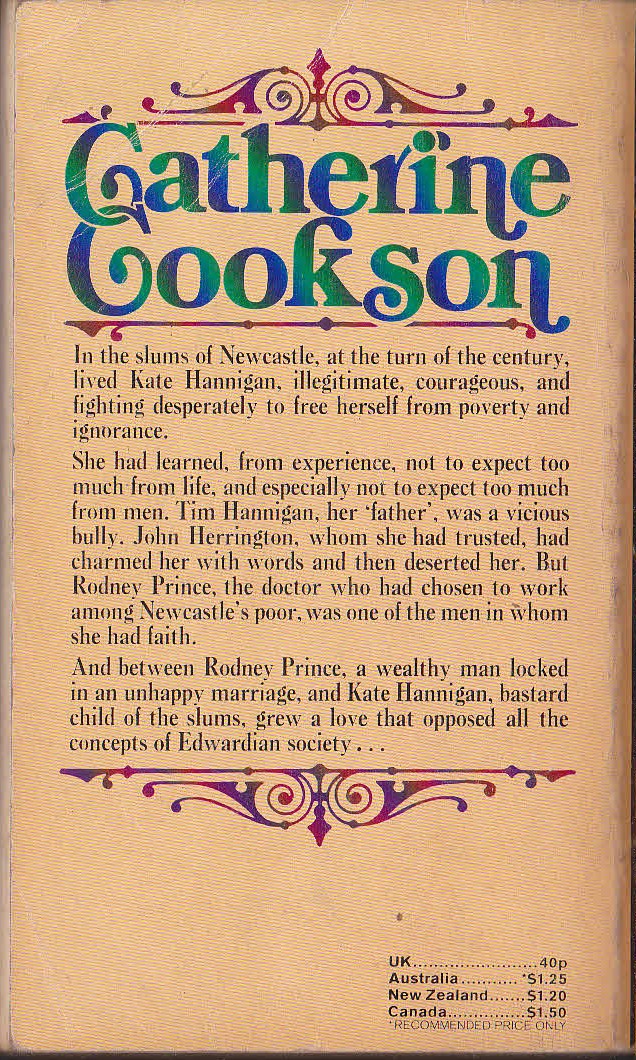 Catherine Cookson  KATE HANNIGAN magnified rear book cover image